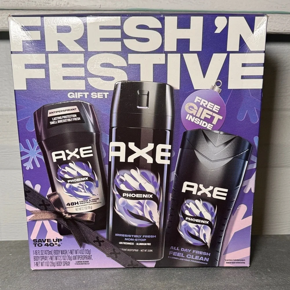 NEW! Axe Phoenix Men's Body Care 3 Piece Set Body Wash, Deodorant, Spray